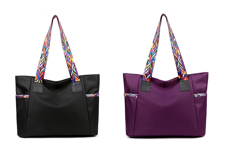 aliwood New Large Capacity Nylon Women Shoulder Bags Simple Colorful Shoulder Strap Waterproof Casual Tote Shopping Bag Handbags