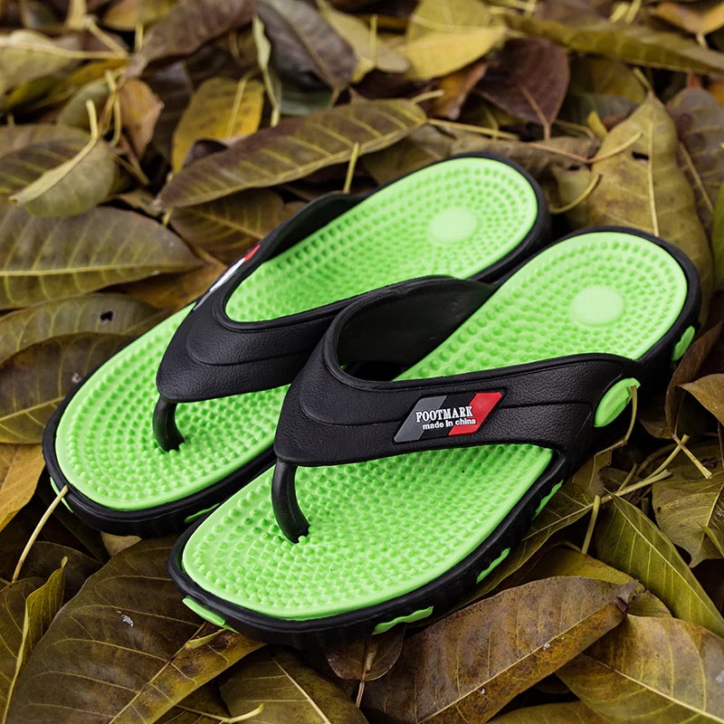 Ngouxm Summer Big Size Youth Slippers Men Massage Non-Slip Cool Outside Flip Flops Breathable Thick-Soled Toe Sandals