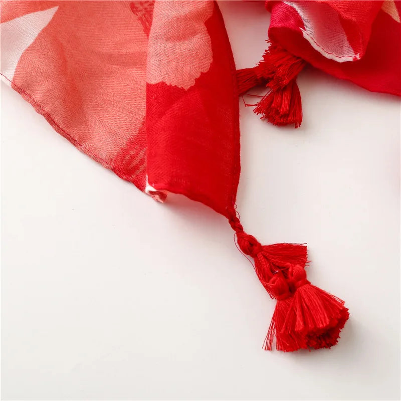 2026 Luxury Brand Ink Painting Floral Tassel Viscose Shawl Scarf Lady High Quality Pashmina Hijab and Wraps Foulard Muslim Sjaal