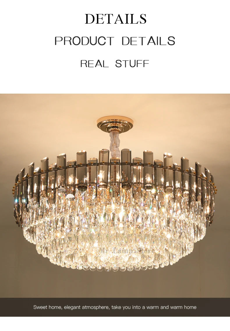 Ceiling Lamp For Living Room  Round Crystal Kitchen Lamp Simple Modern Atmosphere Bedroom Dining Room Lamp Light Pandant lights