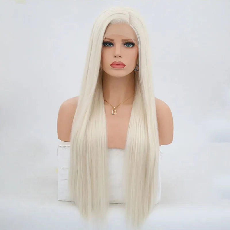 Charisma Blond Wigs Synthetic Lace Front Wig Long Silky Straight Lace Front Wig Heat Resistant Fiber Hair Cosplay Wigs For Women