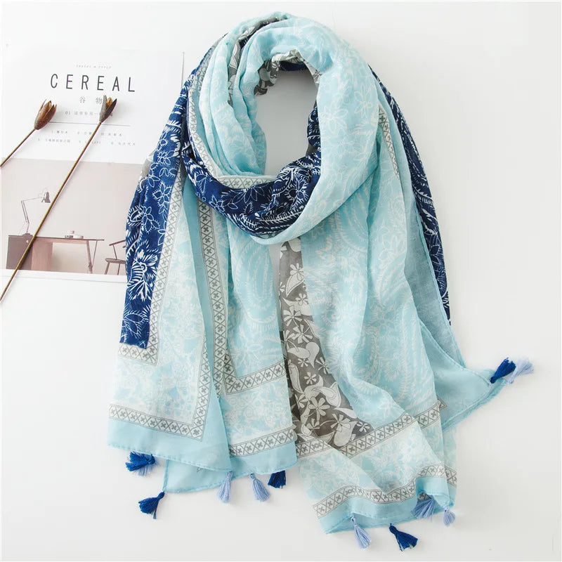 2020 New Fashion Print Summer Women cotton Scarf Polka Dot Beach Hijab Shawls and Wraps Female Foulard Echarpe Designer Bandana