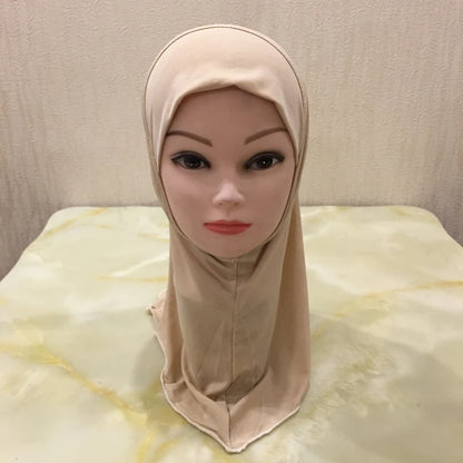 H061 Beautiful plain small girl hijab simple cute hijab hats women's caps can fit 2-6 years old girls