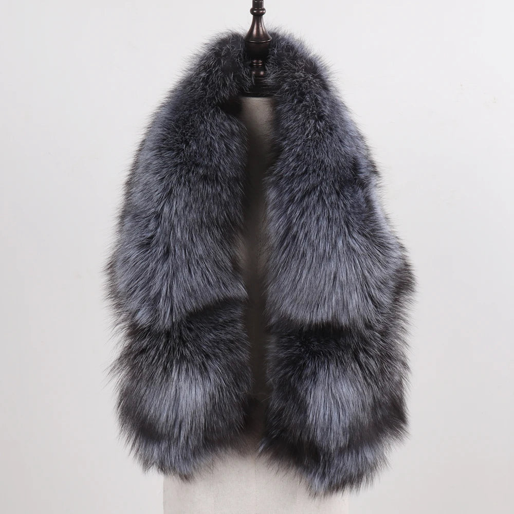 New Winter Lady Natural Luxury Real Fox Fur Scarf Shawl Full Pelt Warm Soft 100% Genuine Fox Fur Scarves Women Real Fur Muffler