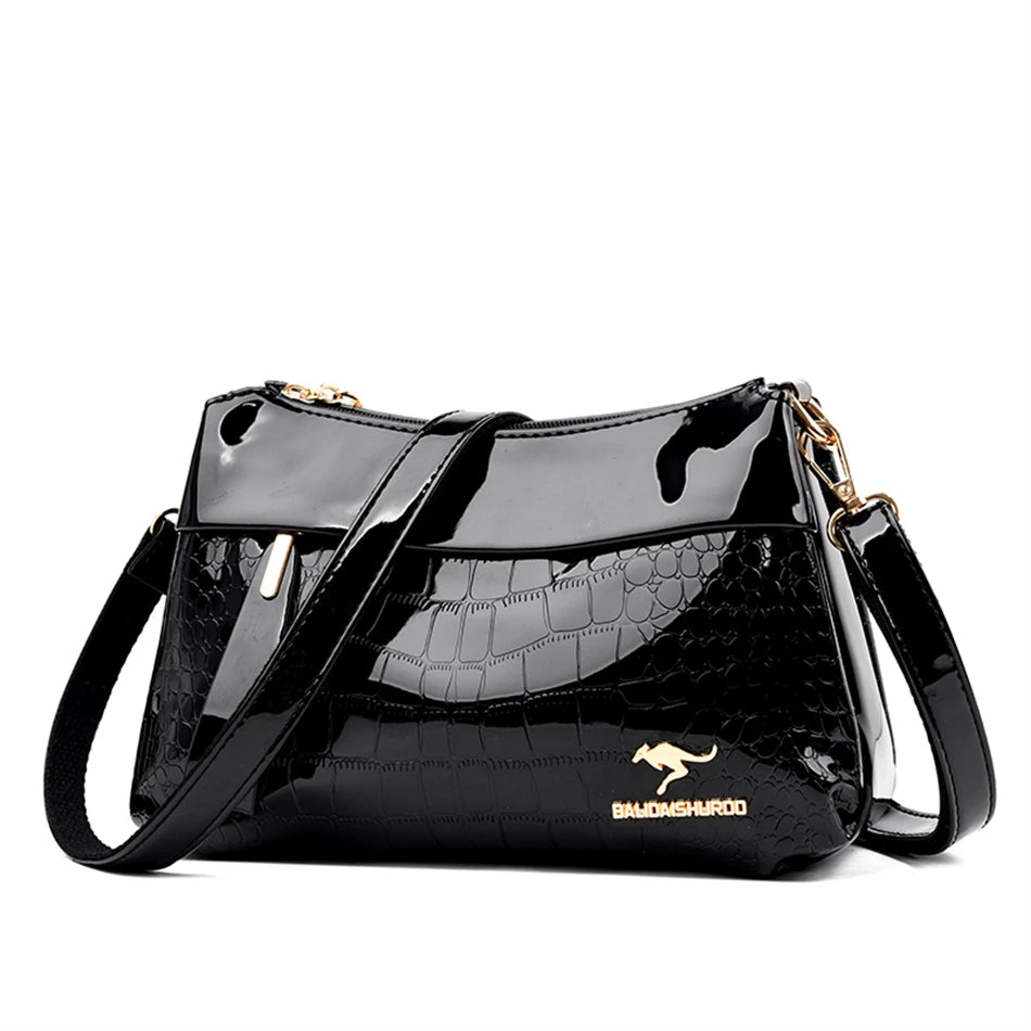 3 Layers Women Handbag Purses Luxury Designer Patent Leather Shoulder Messenger Crossbody Bags for Female Vintage Sac A Main New