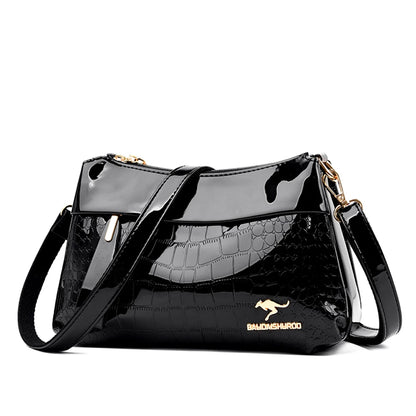 3 Layers Women Handbag Purses Luxury Designer Patent Leather Shoulder Messenger Crossbody Bags for Female Vintage Sac A Main New