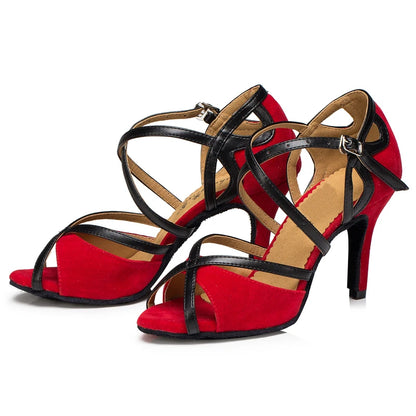Latin Shoes Salsa Tango Ballroom Party Sports Women's Shoes Red Black Girls High Heel Summer Sandals Outdoor Women's Dance Shoes