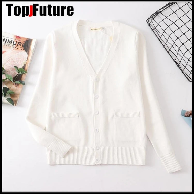 2020 Spring Cosplay School Uniform Sweater For Girls Women Long Sleeve Knitted Japanese Sailor Uniform Cardigans