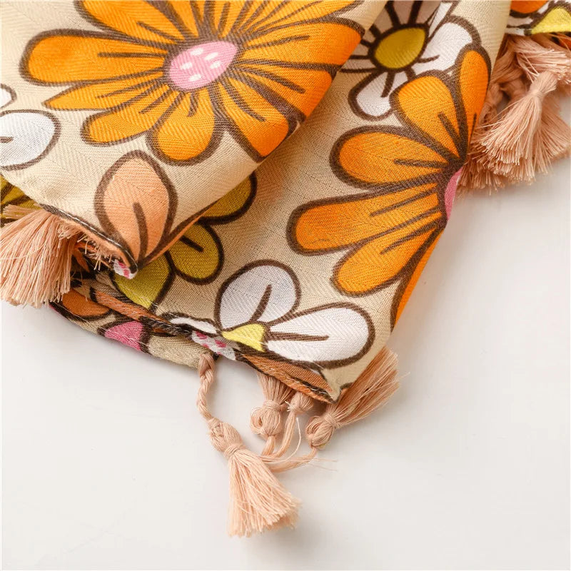 2026 Luxury Brand Ink Painting Floral Tassel Viscose Shawl Scarf Lady High Quality Pashmina Hijab and Wraps Foulard Muslim Sjaal