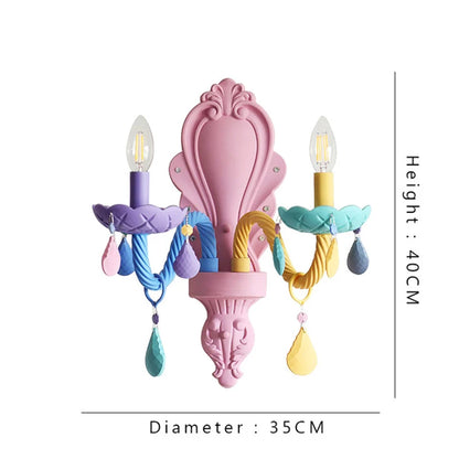Rainbow Crystal Chandelier European Candle Lustres Bedroom Children's Room American LED E14 8 Lights Princess Makaron Kid Lamps