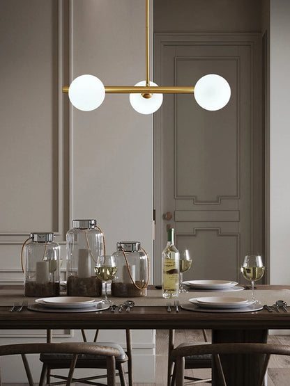 OUDELADILong dining table pendant lights Brass Lighting fixtures living room Restaurant  Kitchen Island Glass ball Chandelier
