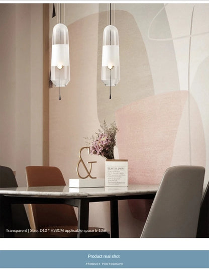 Restaurant Chandelier Lights Bedroom Bedside Living Dining Room Pendant Lamps Glass Decoration Nordic Hanging Kitchen Lighting