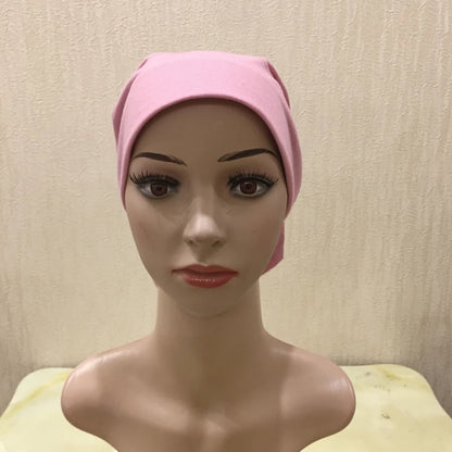 H066 Plain tube hat with cardboard underscarf Muslim Turban Pure Color Stretch Inner Hijabs Women Head Scarf Under Hijab Bonnet