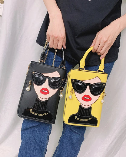 Sexy Lady Face Purses and Handbags for Women Fashion Designer Chain Shoulder Bag Party Clutch Funky Female Crossbody Bags 2022