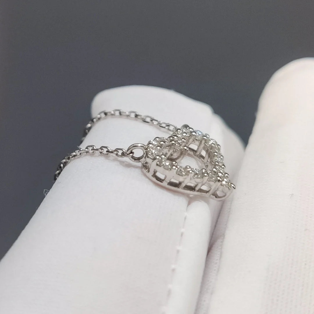 Classic 10K White Gold Total 1 Carat Brilliant Cut Pass Diamond Tester D Color Moissanite Heart Pendant Necklace Women Jewelry
