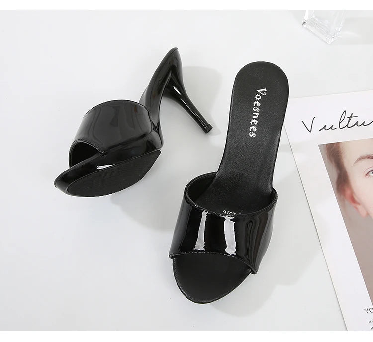 Women Shoes Sandals 2020 Summer Outside Slippers High Heels 9cm sexy High Platform Open Toe Stiletto Ladies Slides Party shoes
