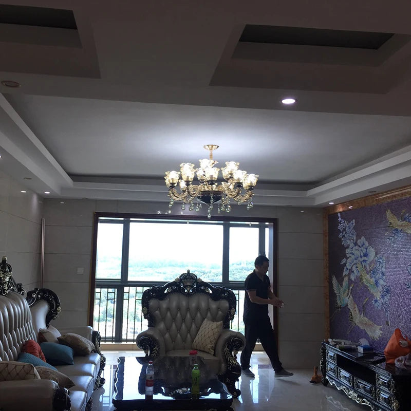 French Luxury Crystals Chandelier Living Room Bedroom Lamps Atmosphere Minimalist Ceramic Bedroom Crystal Lamp Villa Light Stair