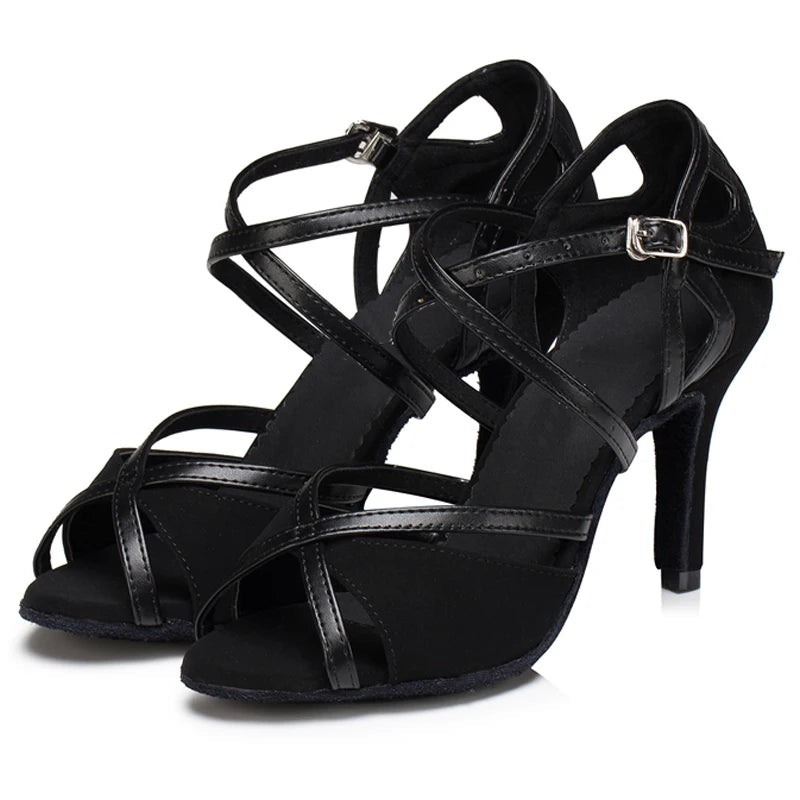 Latin Shoes Salsa Tango Ballroom Party Sports Women's Shoes Red Black Girls High Heel Summer Sandals Outdoor Women's Dance Shoes