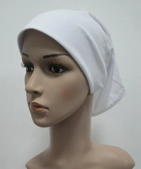 H066 Plain tube hat with cardboard underscarf Muslim Turban Pure Color Stretch Inner Hijabs Women Head Scarf Under Hijab Bonnet