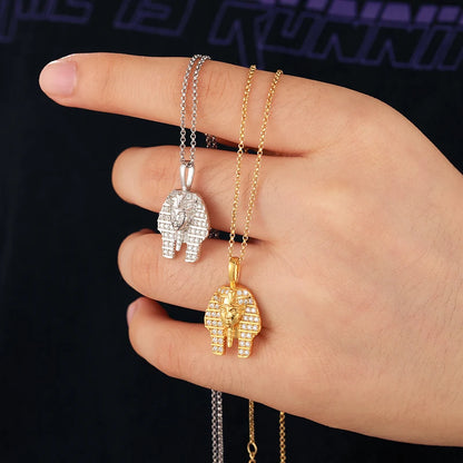Hip Hop Ancient Egyptian Moissanite Pendant Necklace Chain Punk King Tutan Pharaoh Men's Hip Hop Bling Necklaces Rock Party Gift