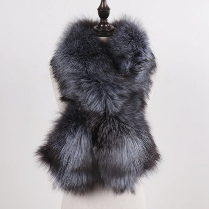 New Winter Lady Natural Luxury Real Fox Fur Scarf Shawl Full Pelt Warm Soft 100% Genuine Fox Fur Scarves Women Real Fur Muffler