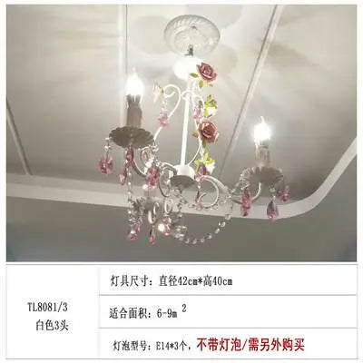 Pink Rose Wedding Chandelier Lighting Restaurant Chandeliers Crystal Lamp Ceiling Bedroom Chandelier Modern Lustre Crystal Light
