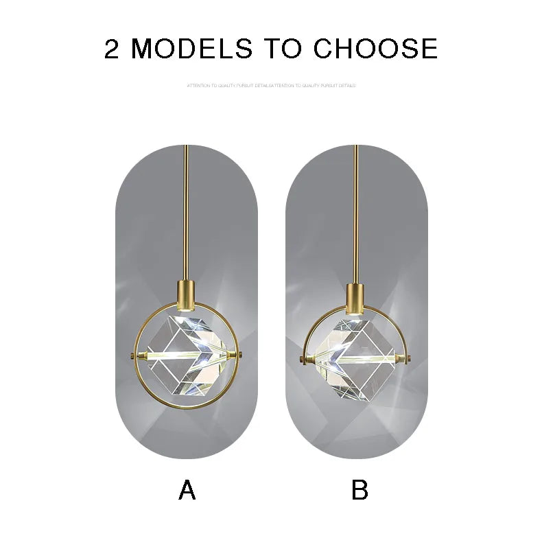 Crystal Led Pendant Lights Kitchen Fixture Suspension Bedside Hanging Lamp Nordic Loft Living Room Dining Room Indoor Home Decor