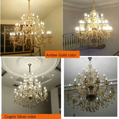 Large 18/24/30 Lights Modern Big Lustres 100% K9 Crystal Luxury Home Decoration Transparent/Amber/Gold/Cognic Villa Chandelier