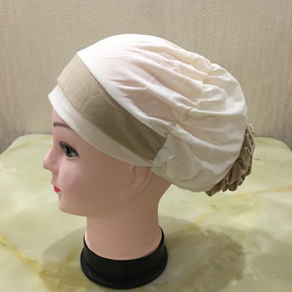 H133 Forehead two colors Turban hijab Stretch Inner Hijabs Full cover Caps Ready To Wear Women Head Scarf Under Hijab Bo
