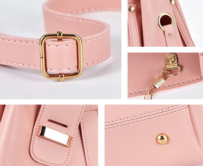 Fashion Women Bucket Handbag Large Capacity PU Leather Shoulder Bag Female  Wild 3 Pcs Set Retro Tote Tassel Messenger Bags 2026