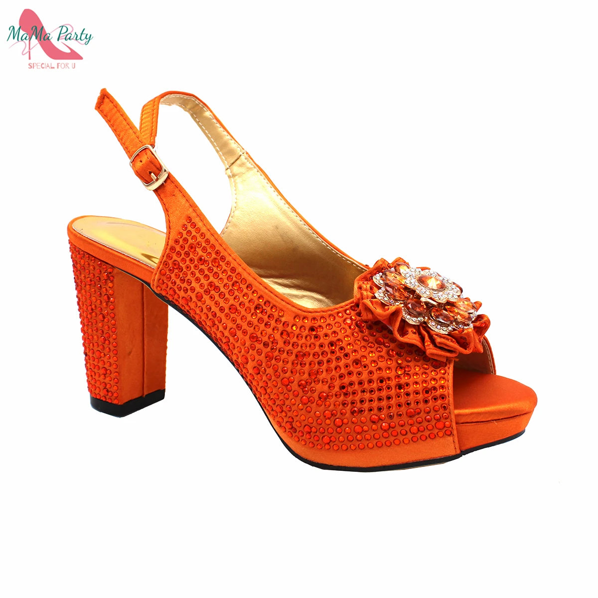 Buckle Strap Sandals Nigerian Women Shoes and Bag Set in Yellow Color with Shinning Crystal Italian Lady Shoes and Bag for Party