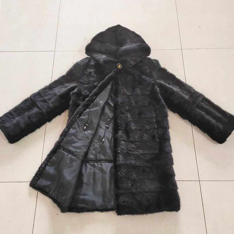 Real Fur Coat Winter Hats Of Mink Fur Coat Women's New Long Coats Winter Warm Natural Mink Fur Jacket Genuine Leather Coats