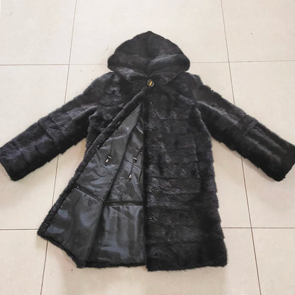 Real Fur Coat Winter Hats Of Mink Fur Coat Women's New Long Coats Winter Warm Natural Mink Fur Jacket Genuine Leather Coats