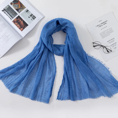 2026 Muslim Fashion Women Crinkle Hijab Scarf Soft Solid Head Scarves Turban Shawls and Wraps Hijab femme musulman kopftuch