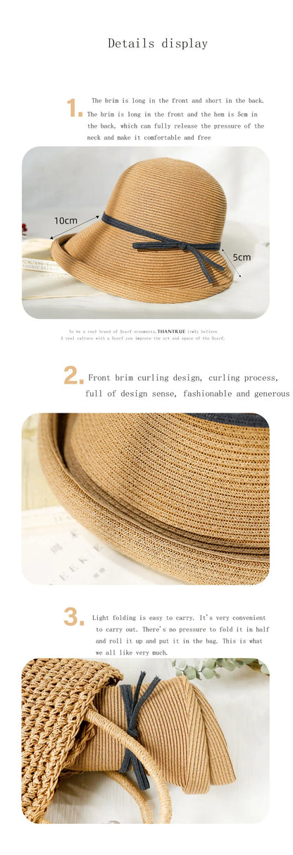 Women's summer hat Women's bucket hat Straw hat beach hat ceremony women's hats spring 2021 belt  visor sun protection hat