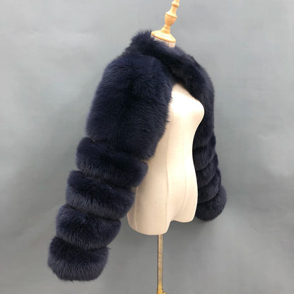 Fur Sleeve Women Fashion Luxury Real Fox Fur Coat Single Sleeve New Arrival