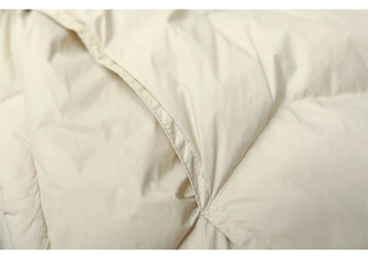Schinteon Women Japanese Style Jacket Over Size White Duck Down Coat Loose Warm Autumn Winter Casual Outwear Top Quality