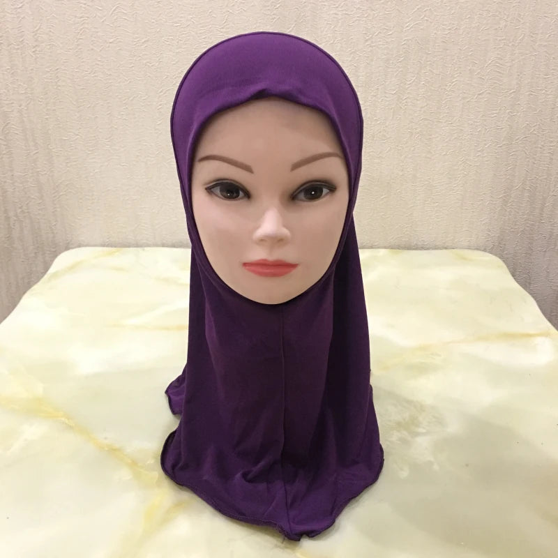 H061 Beautiful plain small girl hijab simple cute hijab hats women's caps can fit 2-6 years old girls
