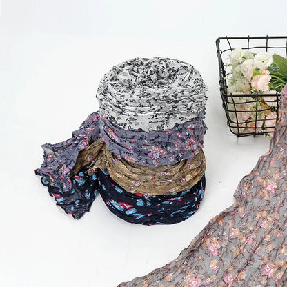 Spain Lovely Polka Floral Crinkle Viscose Shawl Scarf Lady Soft Thin Beach Wrap Pashmina Stole Bufandas Muslim Hijab 175*85Cm
