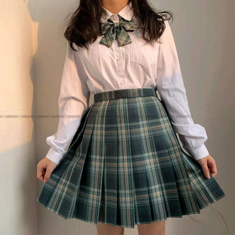 2024 Fashion Spring Autumn JK Uniform Jacket Three Buttons Suit Jacket College Style Female Student Suit Long Sleeves Green