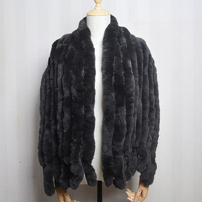 Luxury Women Long Style Real Rex Rabbit Fur Scarf Winter Warm Rex Rabbit Fur Wrap Fashion Rex Rabbit Fur Tassel Shawl Scarves