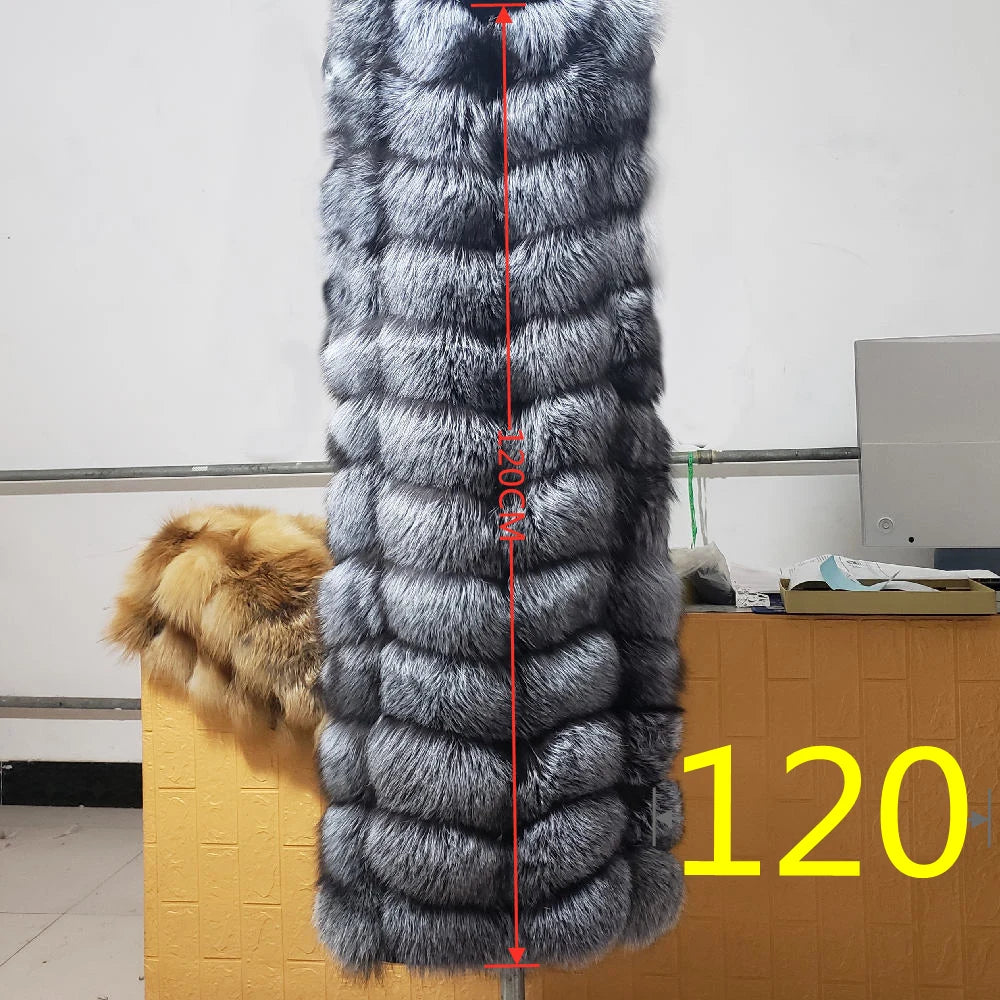 Winter Red Fox Fur Vest Female Real Extended Long  Women Red Fox Fur Waistcoat Natural Fox Fur Waistcoat Long