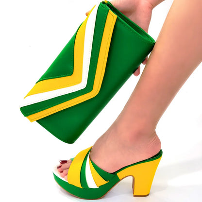 Latest Italian Designer Shoes and Bags Matching Set Nigerian Women Party Pumps High Heels Rhinestone Women Wedding Shoe Elegant