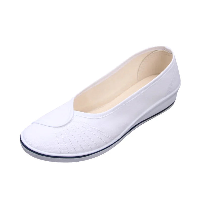 EOFK Women Loafers Soft Slip On Canvas Flats Shoes Woman Solid Casual Breathable Shoe For Mother Platform Shoes