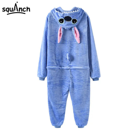 Anime Kigurumis Onesies With Slippers Overalls Adult Women Men Blue Animal Pajama Button Zipper Jumpsuit Funny Outfit XXL Suit