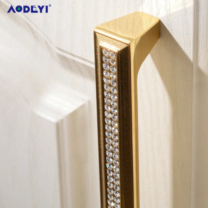 Crystal Drawer Pull Handles Diamond Sliver Wine Wardrobe Decotation Furniture Dresser Kitchen Cupboard Cabinet Knobs Gold Chrome