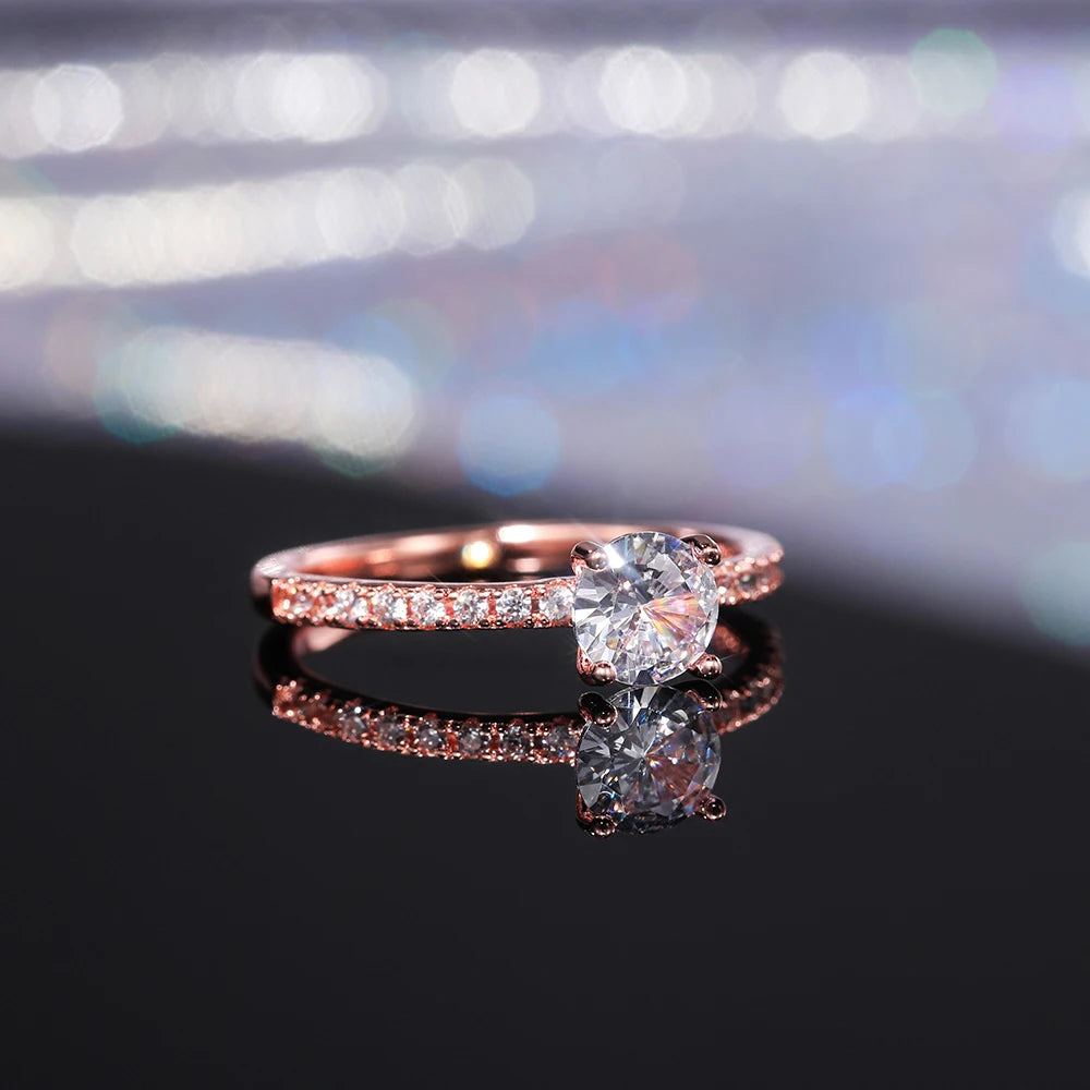 Huitan Wedding Band Eternity Rings Women Brilliant Round Zirconia Luxury Engagement Rings Thin Elegant Female Jewelry Drop Ship