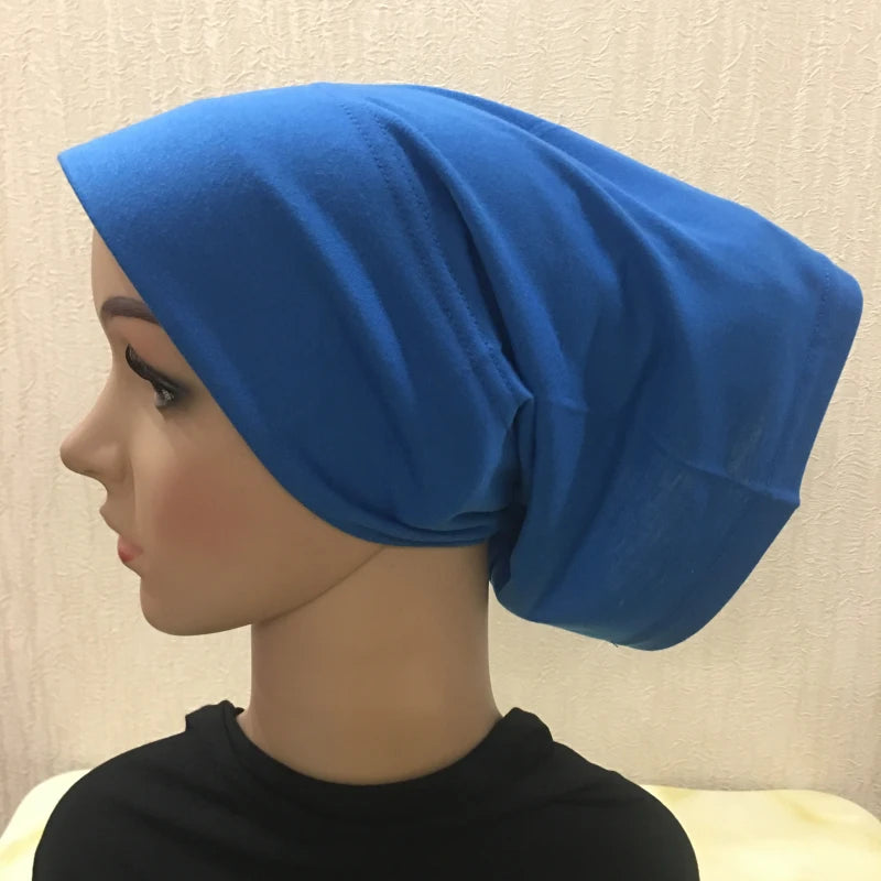 H066 Plain tube hat with cardboard underscarf Muslim Turban Pure Color Stretch Inner Hijabs Women Head Scarf Under Hijab Bonnet