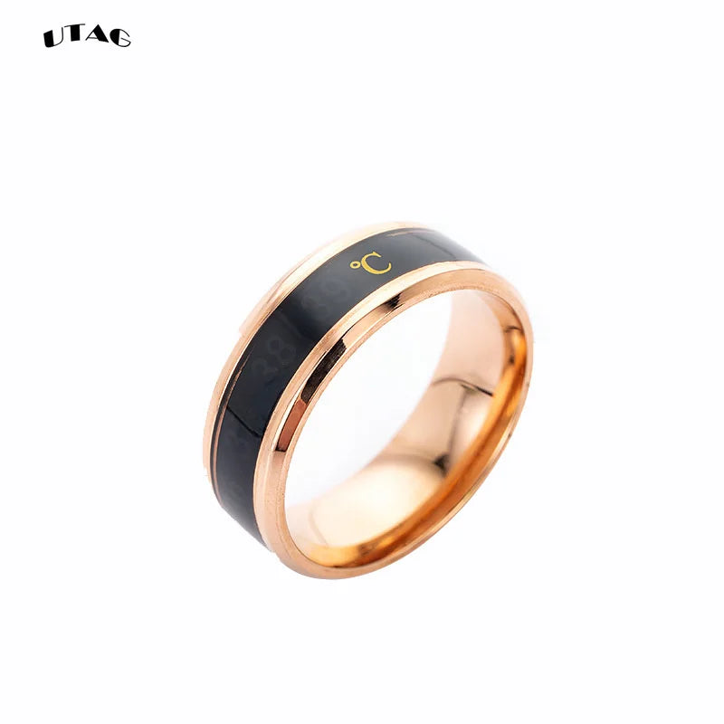 UTAG Smart Sensor Body Temperature Ring Stainless Steel Fashion Display Real-time Temperature Test Finger Rings