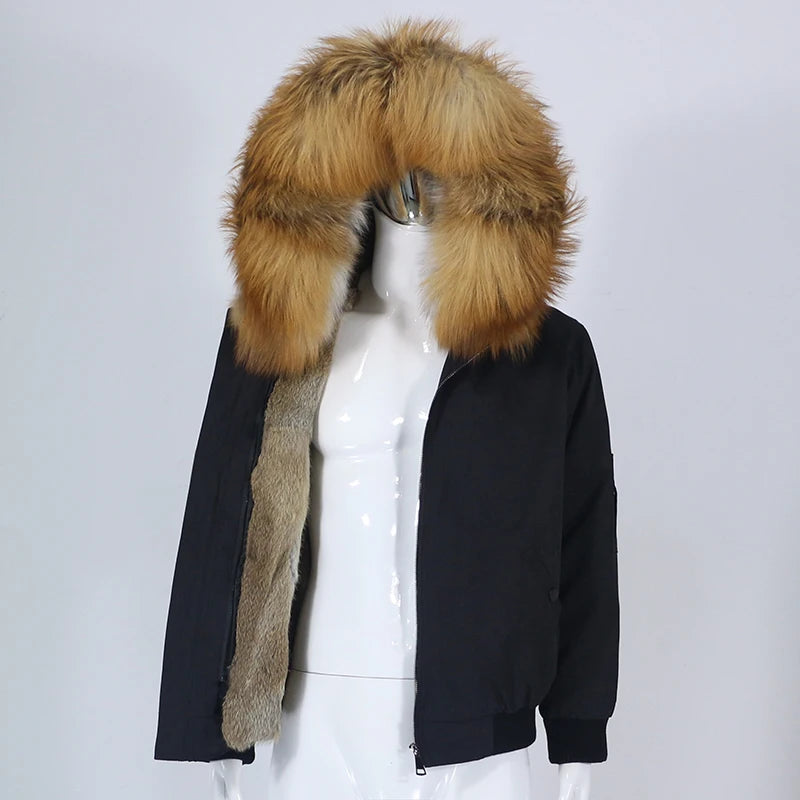 OFTBUY Waterproof Men Bomber Parka Winter Jacket Natural Real Raccoon Fox Fur Coat Collar Hooded Rabbit Liner Streetwear